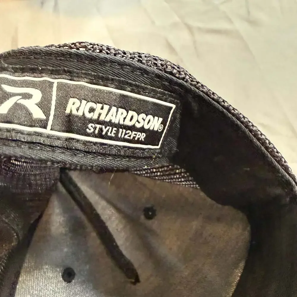 Thread Reds Fish Logo Richardson 112FPR Rope Trucker Snapback Hat Black - Picture 7 of 8